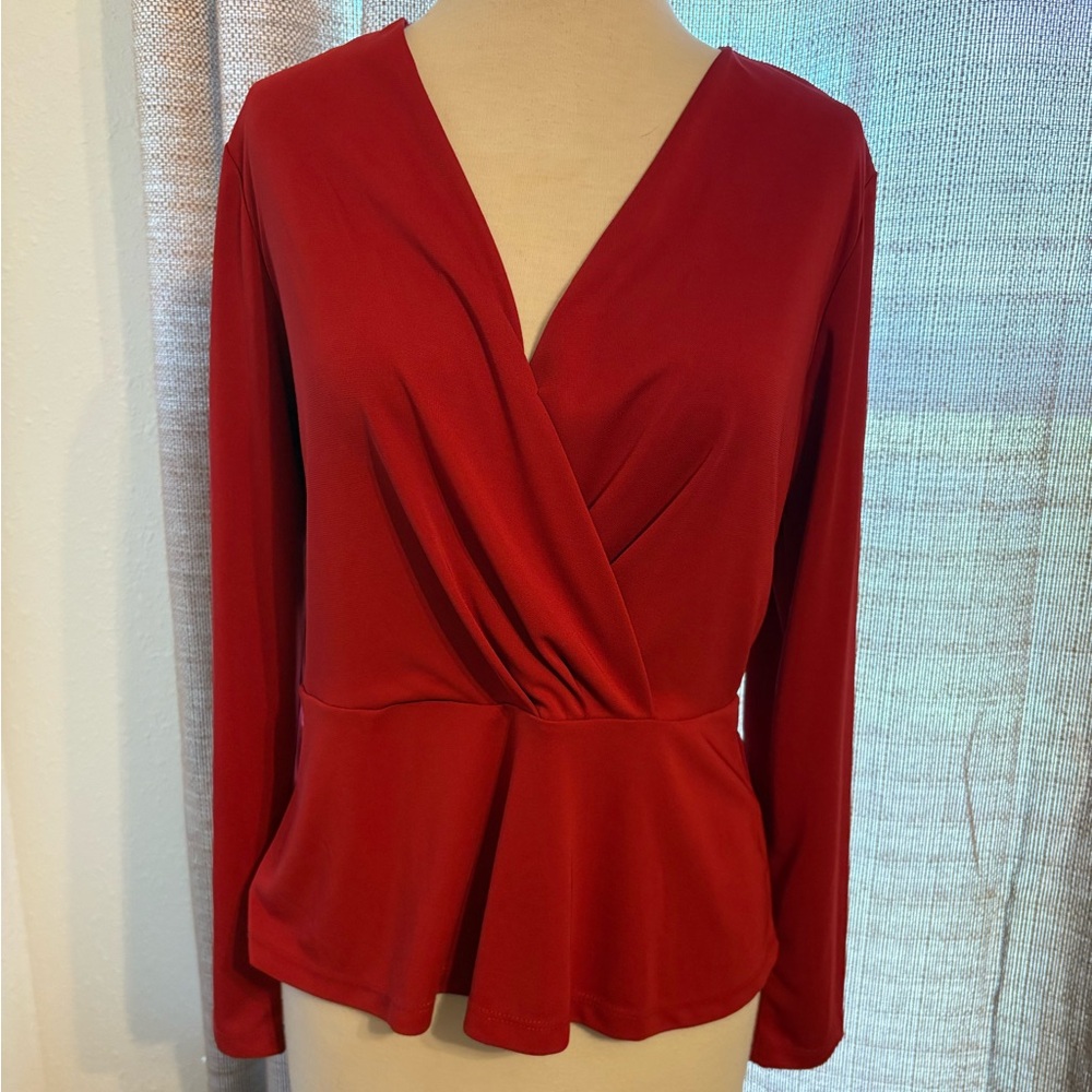 H&M Vibrant Red V-Neck Blouse